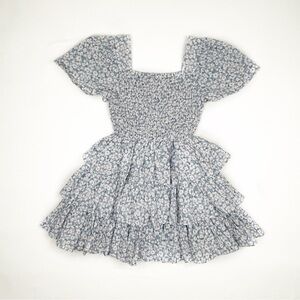 Pippa and Julie Girls Floral Blue Smocked Cottage Spring Dress Size 7